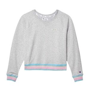 Champion Lifestyle Campus French Terry Sweatshirt Size Medium Gray Pastel Stripe